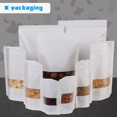 5 pcs Matt Finished Creamy White Kraft Candy Paper Bag Kraft Gift Paper Bag with Window